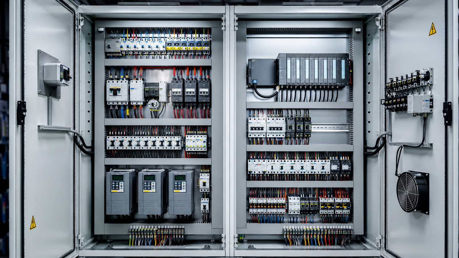 Quadro de distribuição elétrica organizado e moderno